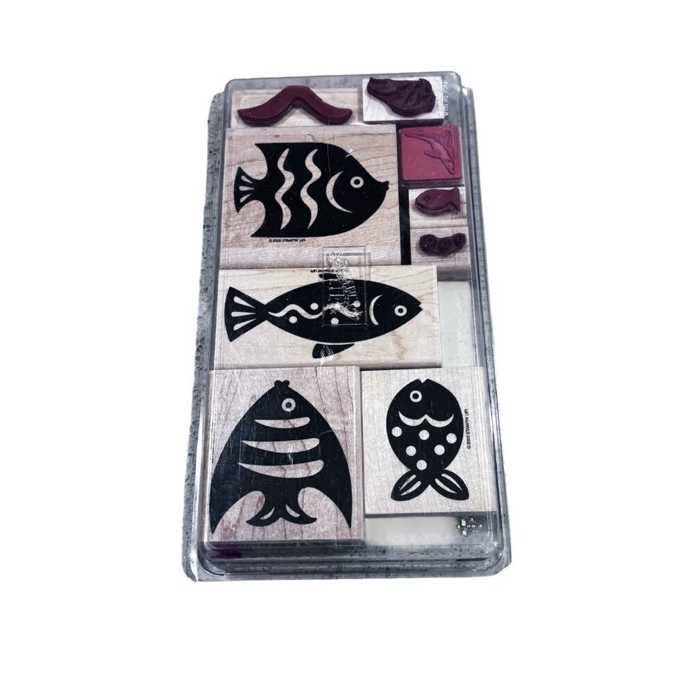 Lot Fish Theme Rubber Wood Mounted Stamps Stampin Up Ocean Pet See Pics Crafting